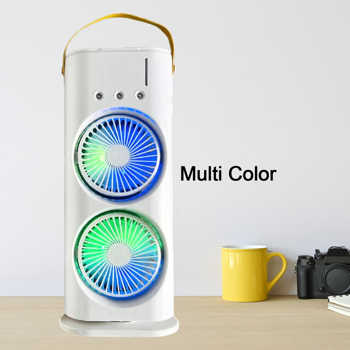 Electric Fan Desktop Double-head Powerful Air Cooler (1 Pc  With Remote)